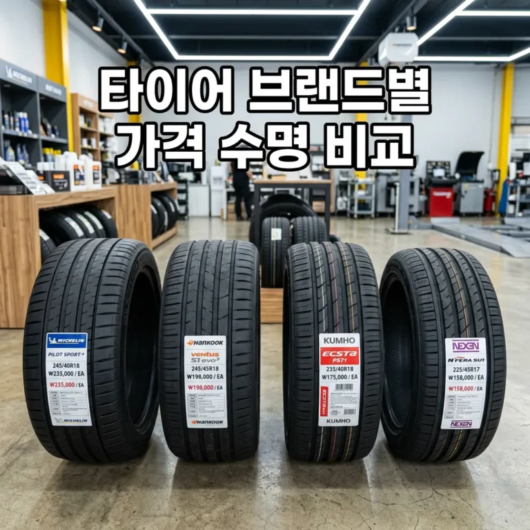 타이어 브랜드별 가격 수명 비교 — 4본 교체 시 km당 단가까지 계산