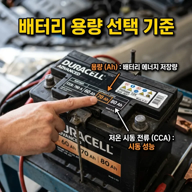 자동차 배터리 용량 선택 기준 60Ah 80Ah 100Ah 차이와 내 차 확인법