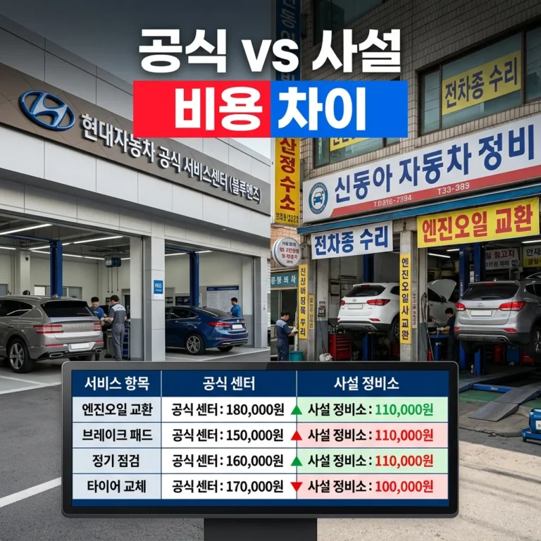 공식 서비스센터 vs 사설 정비소, 자동차 수리비 차이 항목별 비교