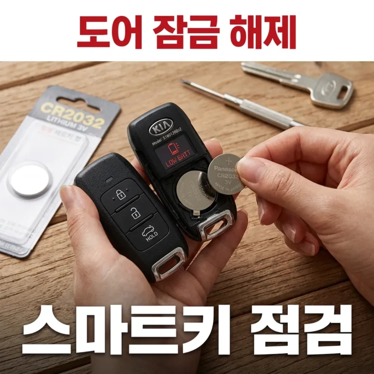 카니발 KA4 도어 잠금 해제 안 됨 스마트키 배터리 점검