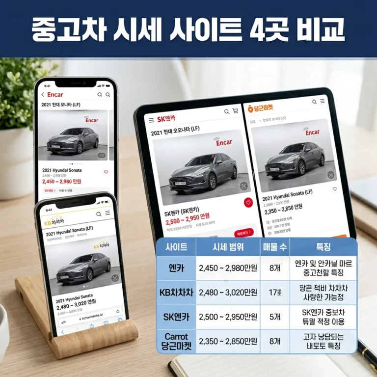중고차 시세 사이트 4곳 비교 정확도 차이 2026