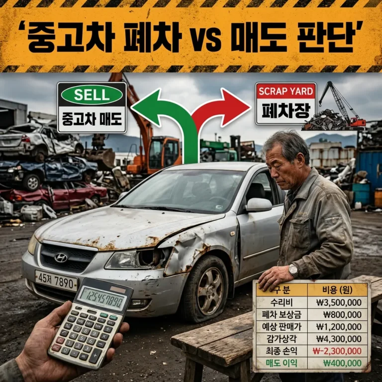 중고차 매도 vs 폐차, 언제 팔고 언제 버려야 할까? 손익분기점 완전 정리
