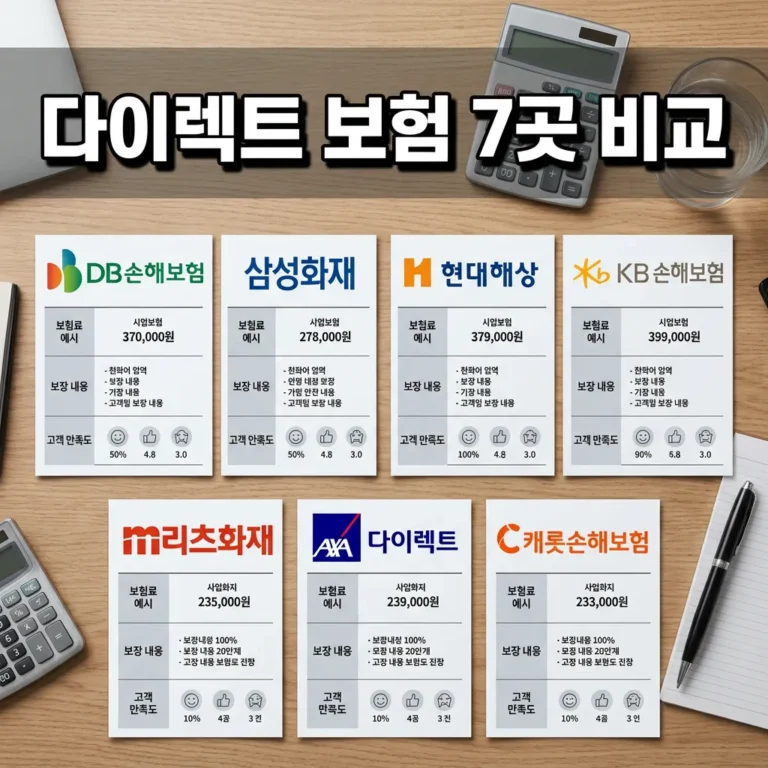 자동차 보험 다이렉트 7곳 비교 — 갱신 전 반드시 확인할 체크포인트