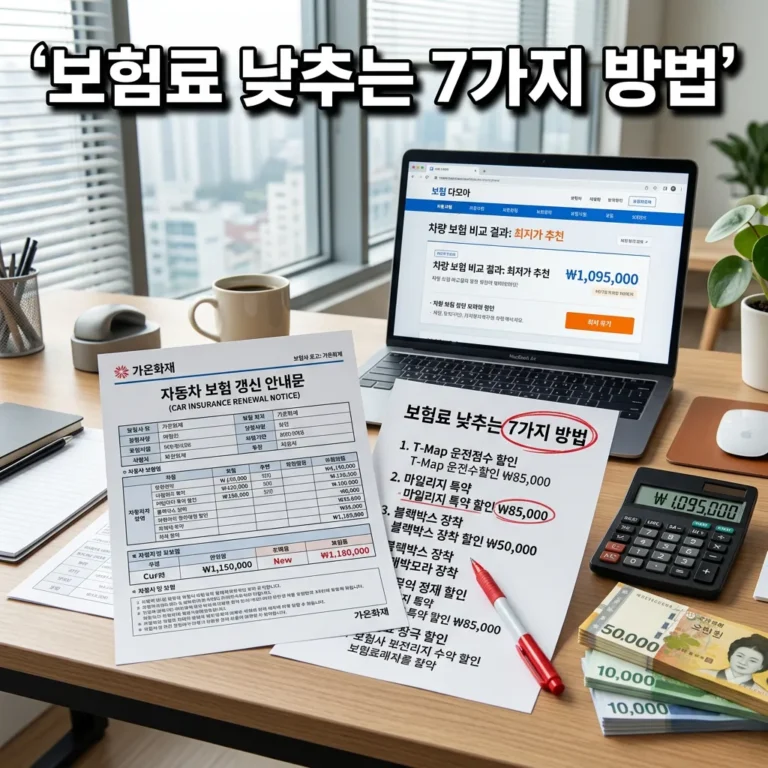 자동차 보험 갱신 때 보험료 낮추는 7가지 방법 (최대 46% 절약 가능)