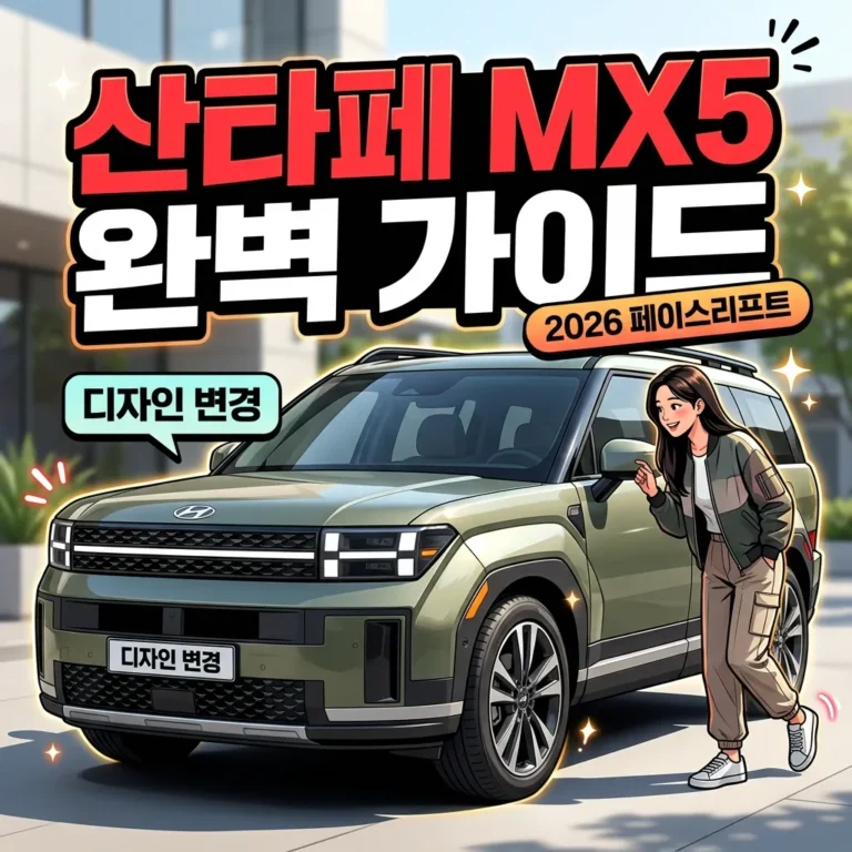 싼타페 MX5 완벽 가이드 (2026 페이스리프트·하이브리드·5년 유지비)