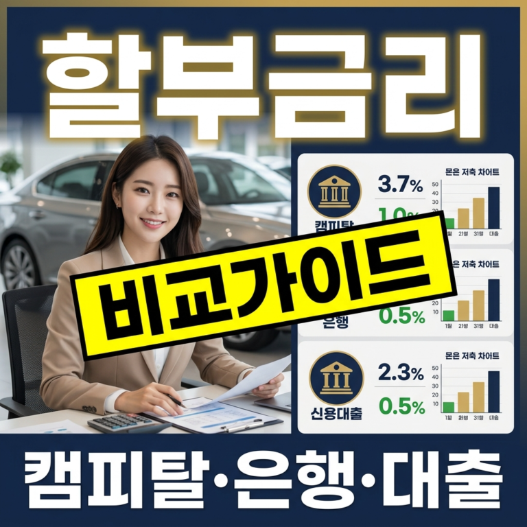 자동차 할부 금리 비교 완벽 가이드 (캐피탈·은행·신용대출 총정리)