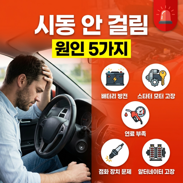 자동차 시동 안 걸릴 때 원인 5가지와 응급 대처법 완벽 가이드
