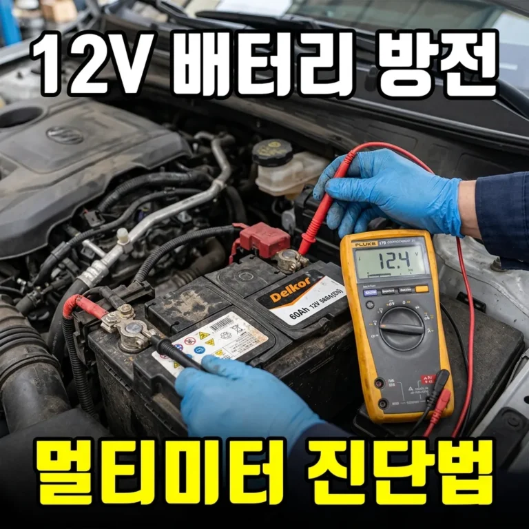 자동차 12V 배터리 방전 자가진단 (멀티미터 12.4V 기준 점검법)