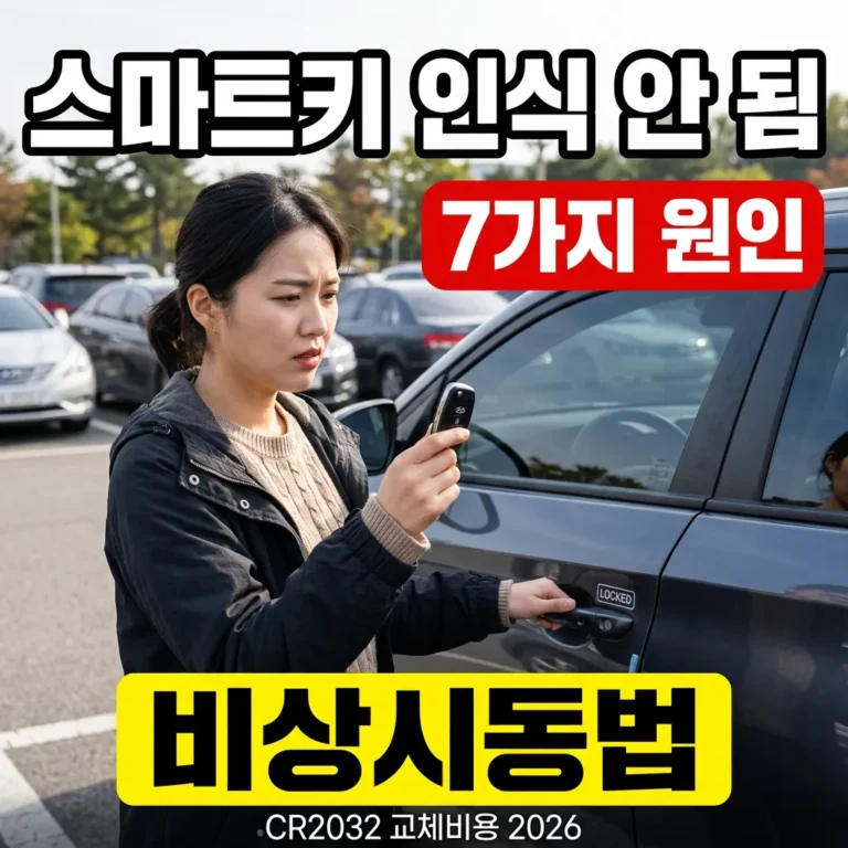 스마트키 인식 안 됨 원인 7가지 비상시동법 (2026 CR2032 교체비용)