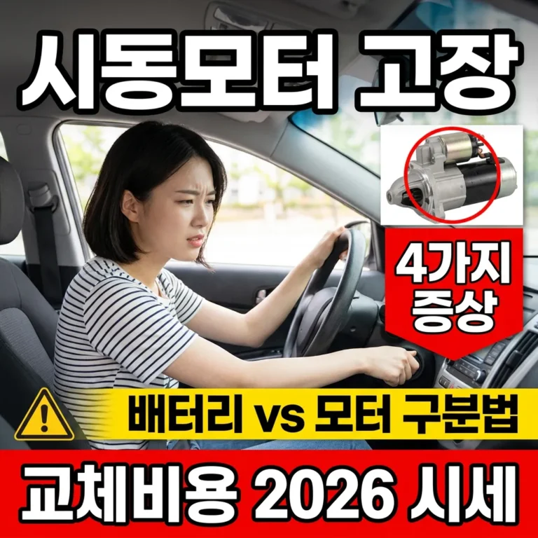 자동차 시동모터 고장 증상 4가지 배터리 구분법 교체비용 (2026 시세)