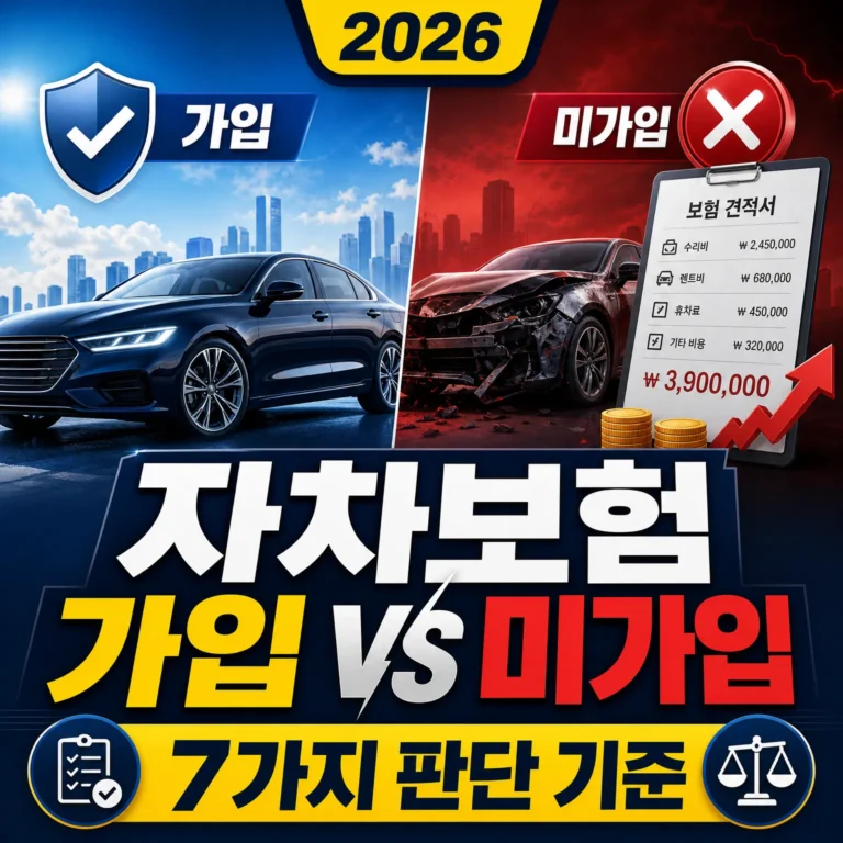 자동차 자차보험 가입 vs 미가입 판단 7가지 기준
