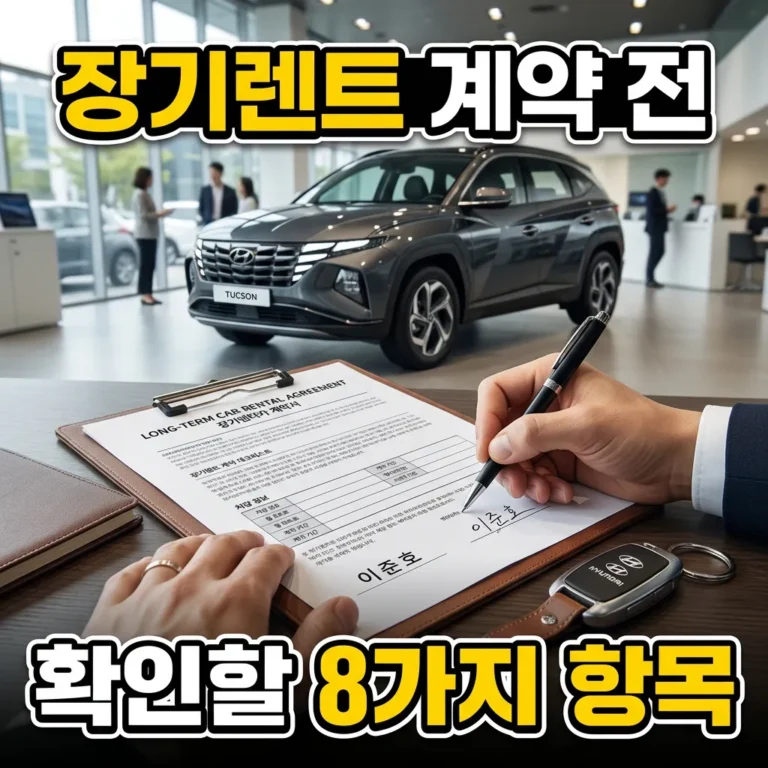 장기렌트 계약 전 확인할 8가지 항목 (2026년 손해 안 보는 법)