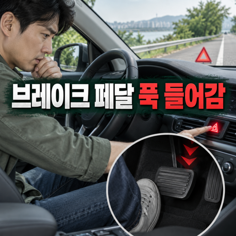 브레이크 페달이 푹 들어갈 때|운행 중단·누유·견인 판단